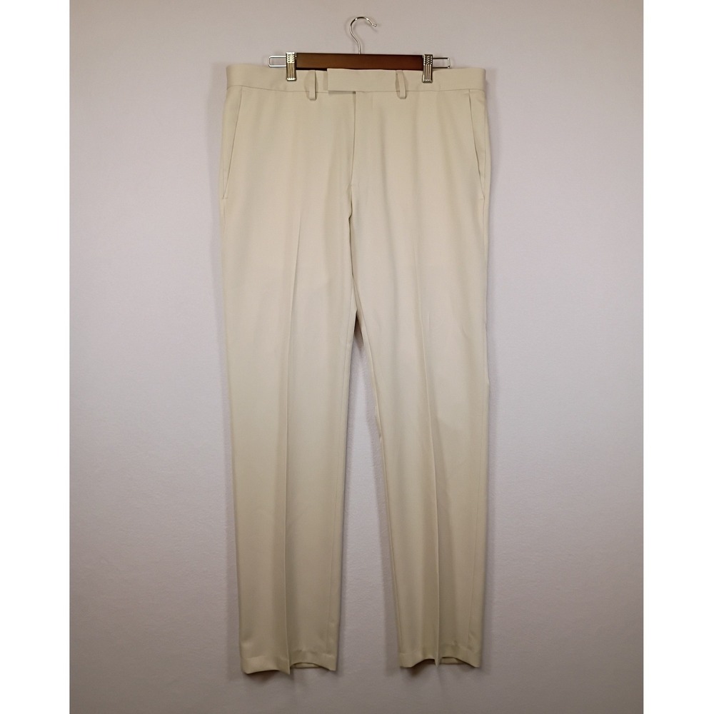 Classic Minimalist Kenneth Cole Reaction Mens 36x32 Cream Flat Front Dress Pants